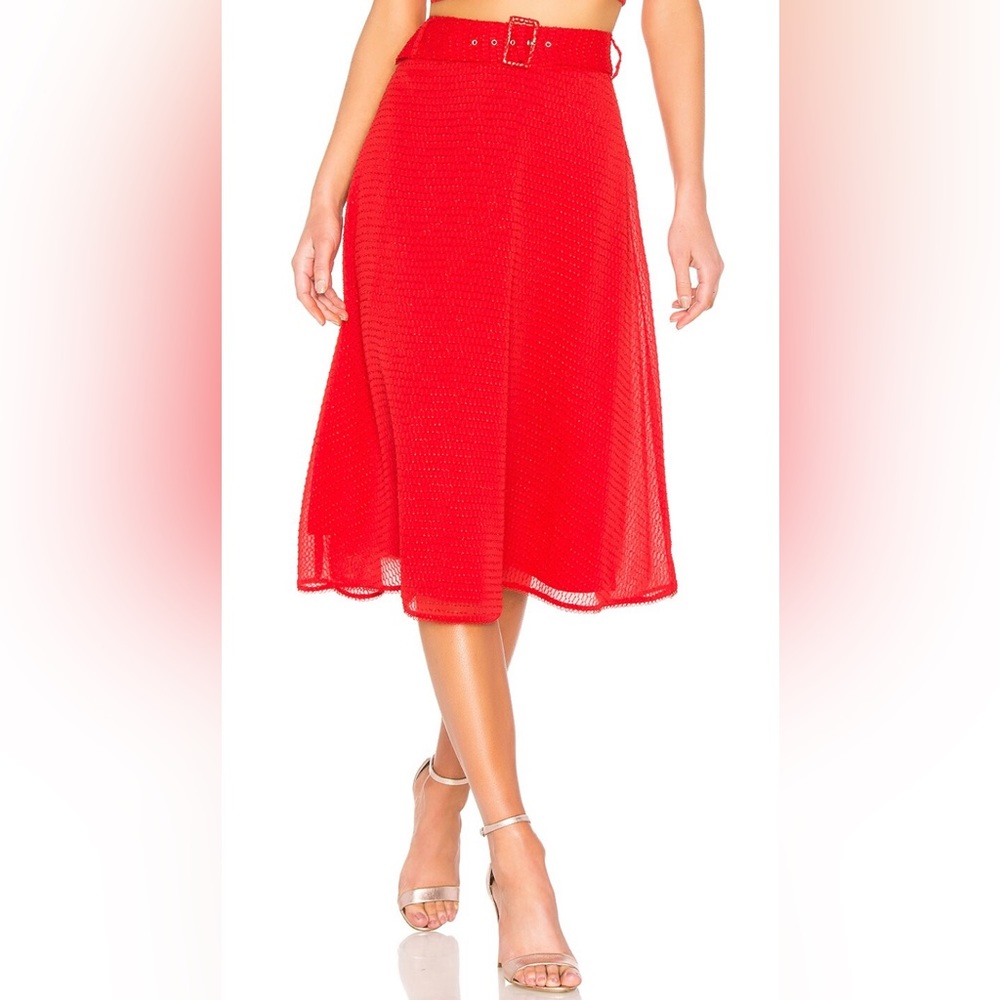 House of Harlow 1960 Revolve Jules Belted Skirt in Racing Red 100% Poly Size XL
